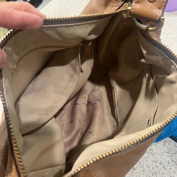 Coach Pebble Leather Hobo Shoulder Bag Tan Medium Brass buckle Classic vintage - Picture 10 of 11